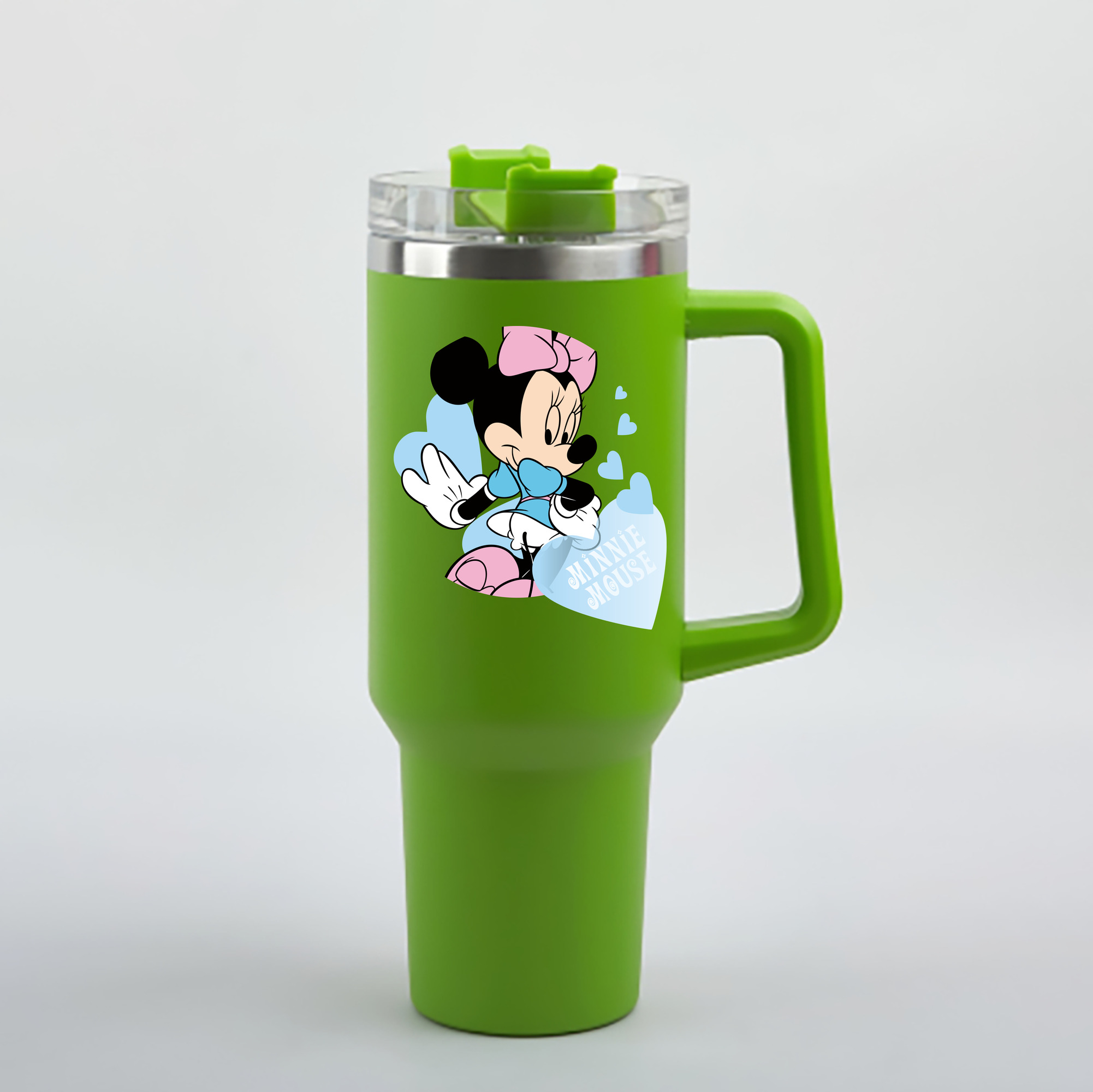 （画像用） ミッキーマウス Mickey Mouse 1200mL車用タンブラー - クリスタルステッカー（プラスチックストロー付き）